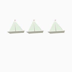 三艘白色帆船手绘图PNG素材