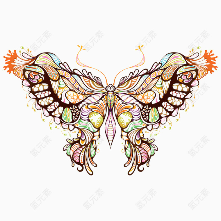 彩色花纹装饰蝴蝶