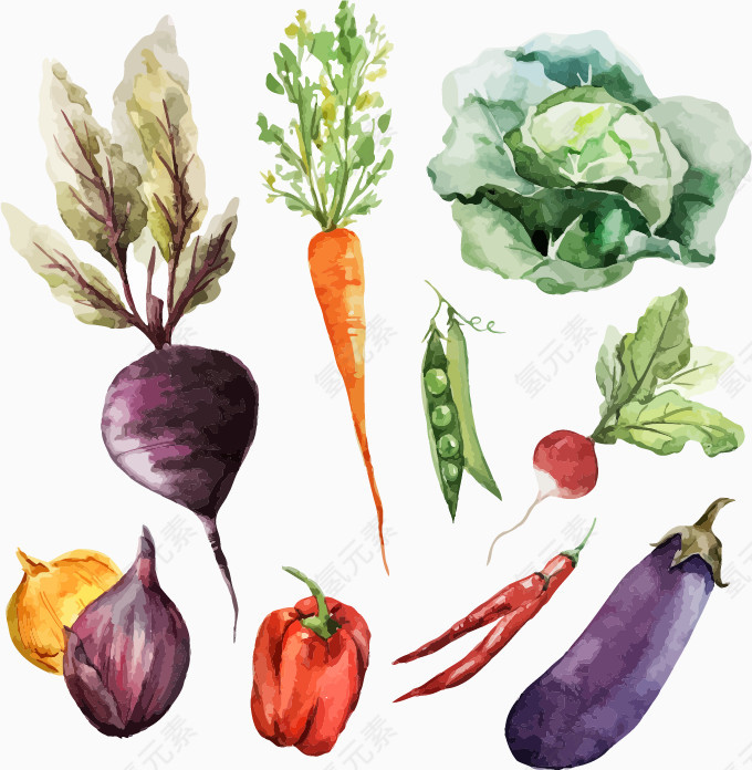 卡通手绘绿色蔬菜食物