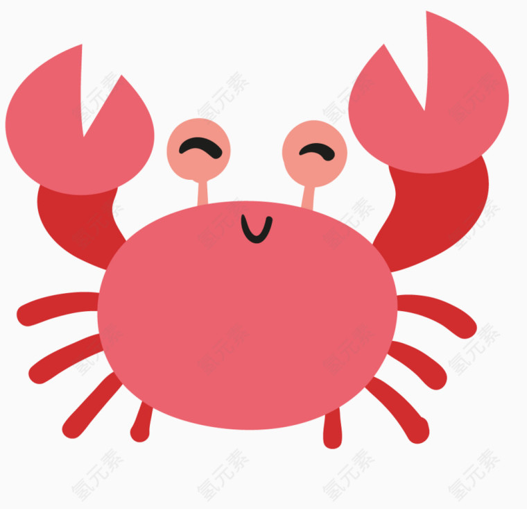卡通手绘螃蟹png插画 