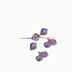 小清新简约水彩手绘紫色树叶