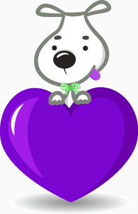 可爱的小狗和心形气球