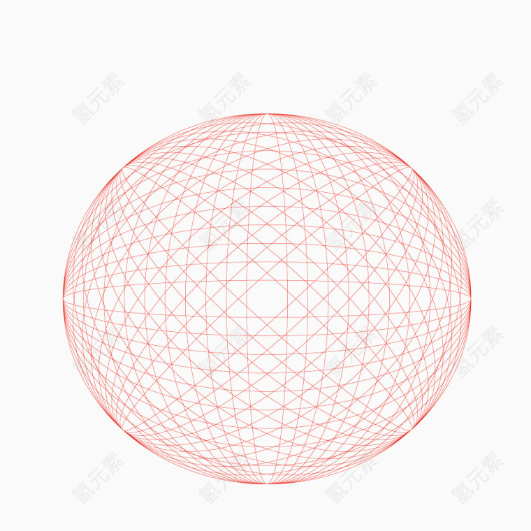 红色网状线条科技椭圆