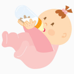 宝宝节手绘奶瓶喝奶女宝宝