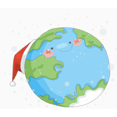 小清新卡通地球圣诞节主题插画