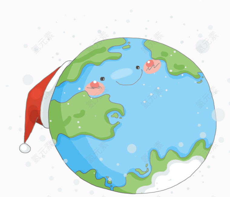 小清新卡通地球圣诞节主题插画
