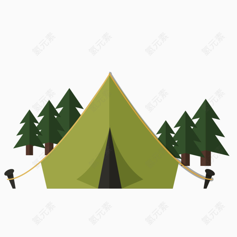 卡通手绘野外露营帐篷