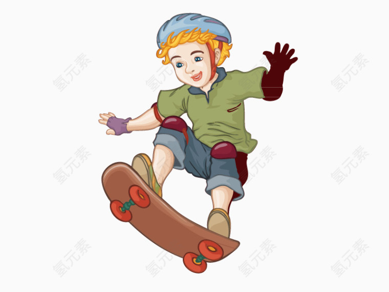 男孩滑板矢量素材