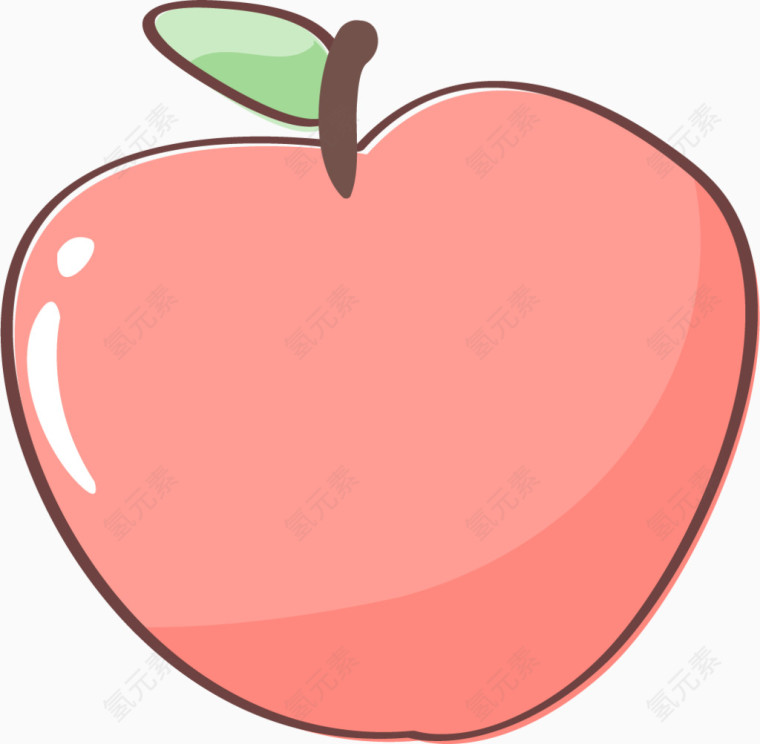 卡通手绘红色苹果