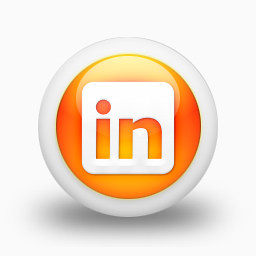 LinkedIn标志广场有光泽的橙色球体的社交媒体