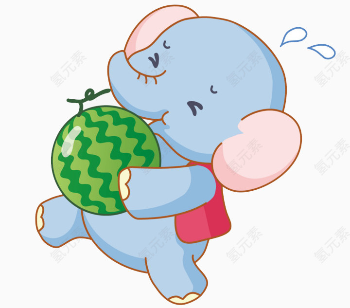 抱着西瓜的小象