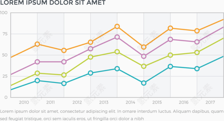 PPT元素折线趋势图矢量手绘