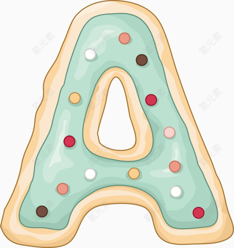 A字母甜甜圈卡通手绘装饰元素