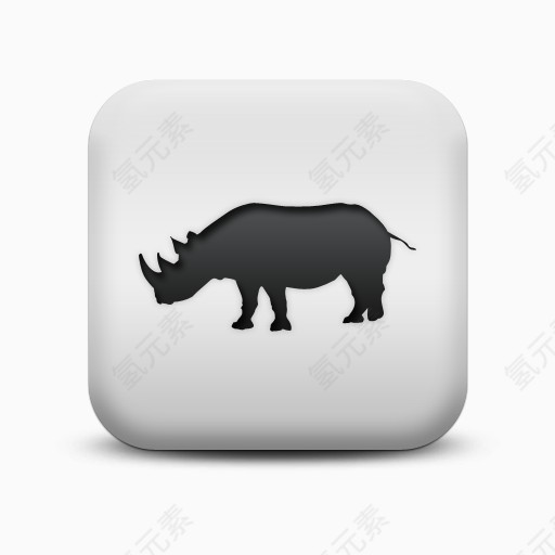 不光滑的白色的广场图标动物动物河马Animals-icons