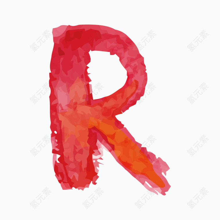 红色水彩字母字体R