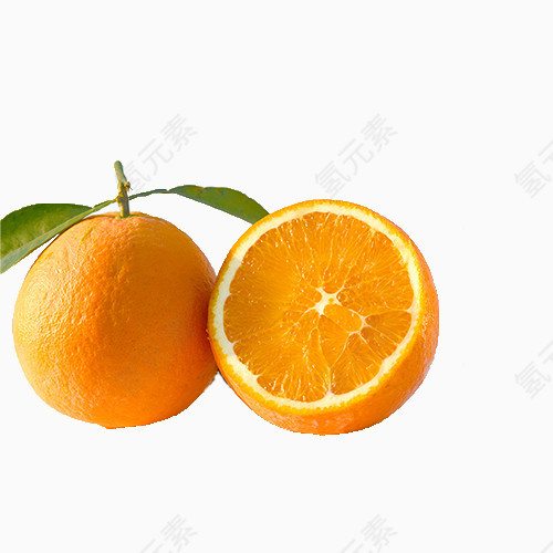 新鲜的一个半脐橙水果PNG素材