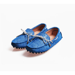 蓝色格格豆豆鞋