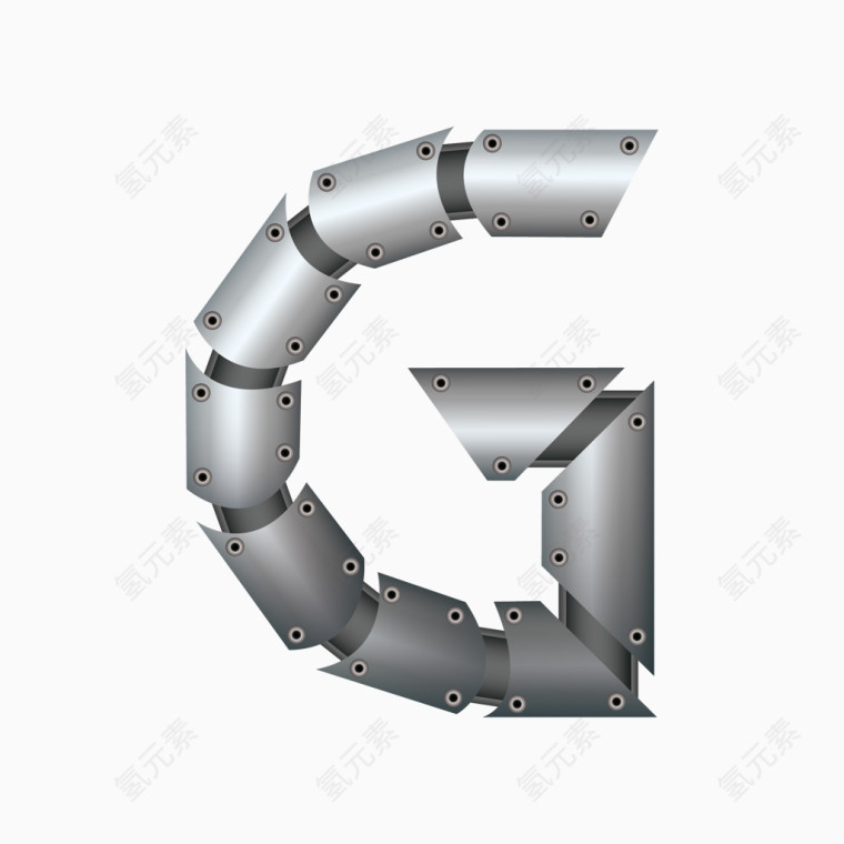 金属质感字母字体G