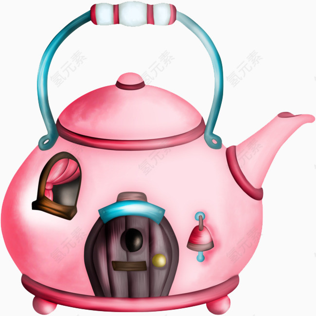 卡通粉色茶壶小屋