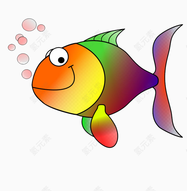 彩色金鱼吐泡泡