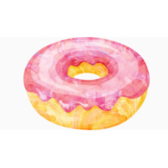 水彩画粉色甜甜圈