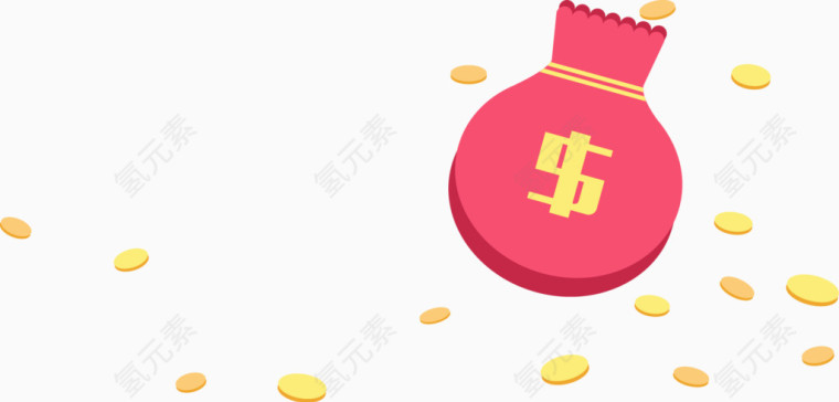 卡通扁平钱袋金币