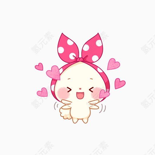 粉色头戴蝴蝶结的小兔子
