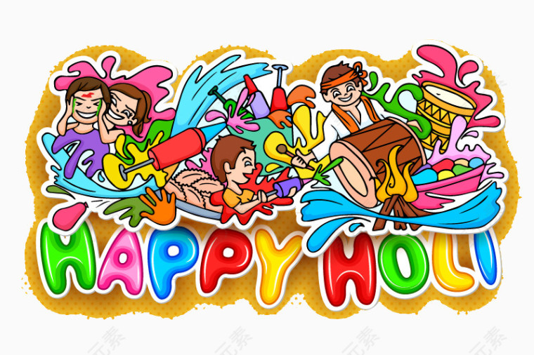 印度卡通儿童画快乐节