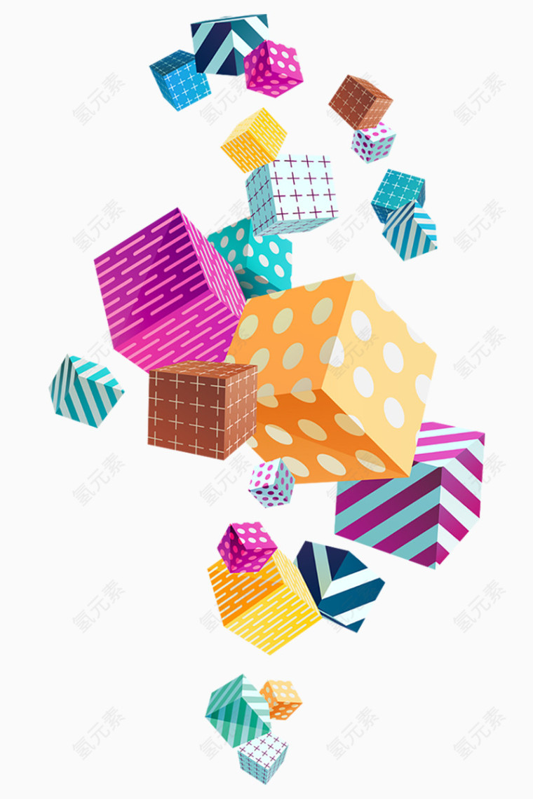 彩色立体装饰漂浮元素立方体