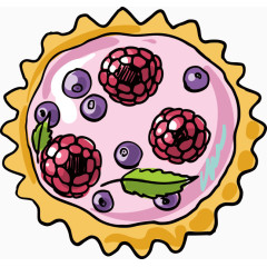 树莓蓝莓蛋糕卡通手绘图标元素