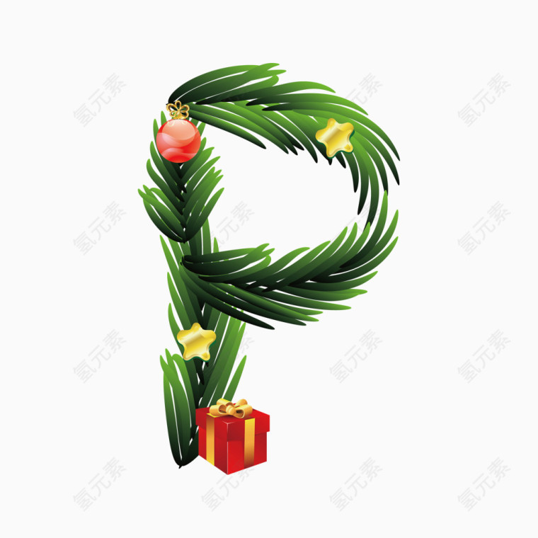 圣诞节礼物字母字体P