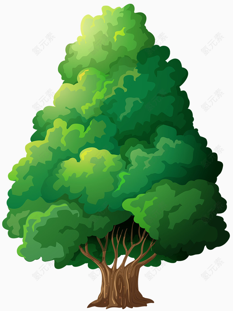 绿色卡通繁茂大树