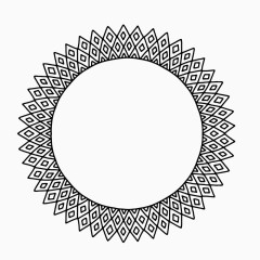 手绘黑色线条花边圆环图案