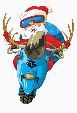 卡通圣诞老人骑车