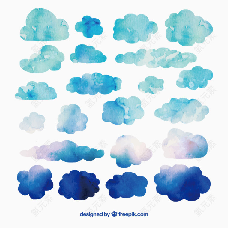 22款蓝色水彩云朵