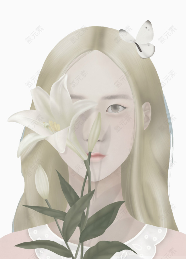 小清新少女手绘插画