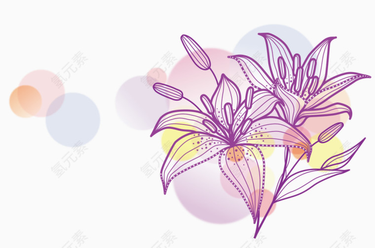 紫色透明花卉插画素材矢量
