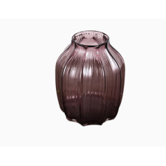 烟紫色竖条纹透明玻璃花瓶