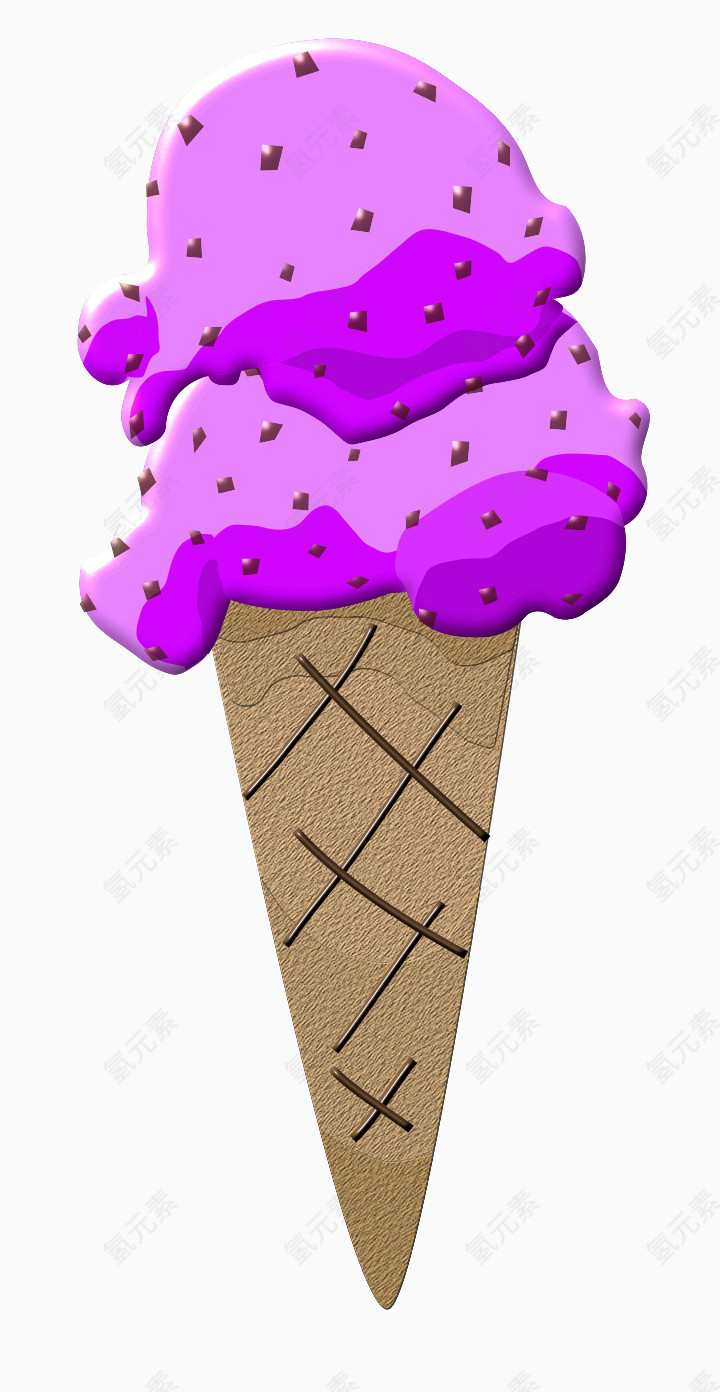 立体冰淇淋紫色