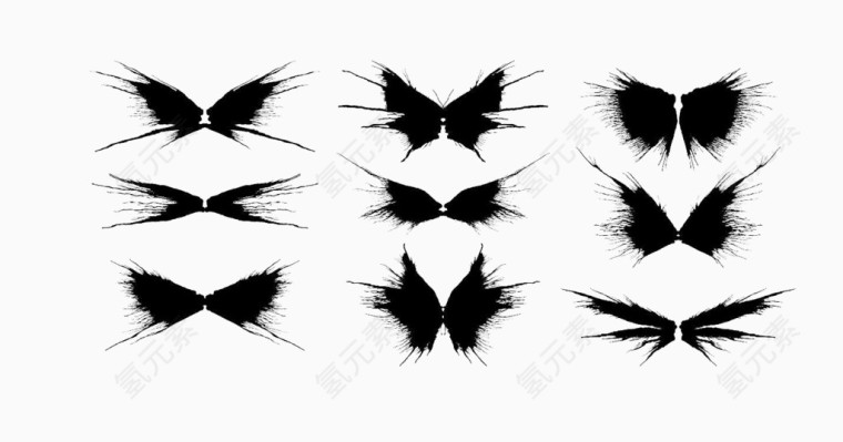 多种形状的黑色蝴蝶
