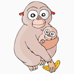 动物卡通手绘大猩猩抱着孩子