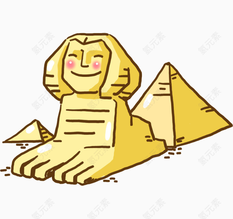 金字塔狮身人面像卡通手绘装饰元素