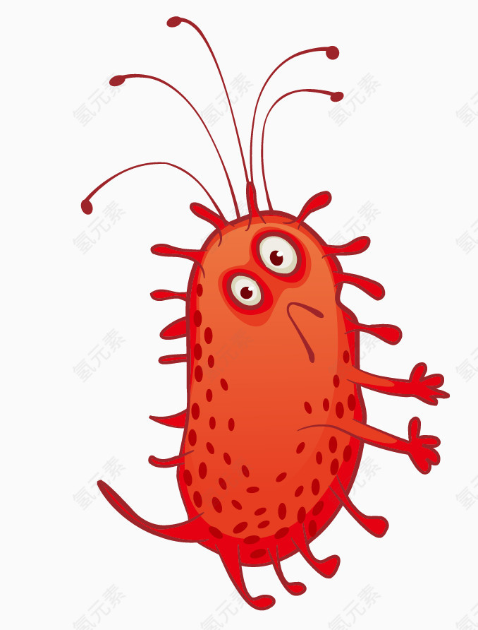 长触角的卡通细菌怪物