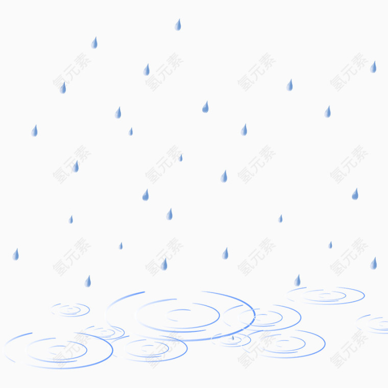 蓝色漂浮雨滴