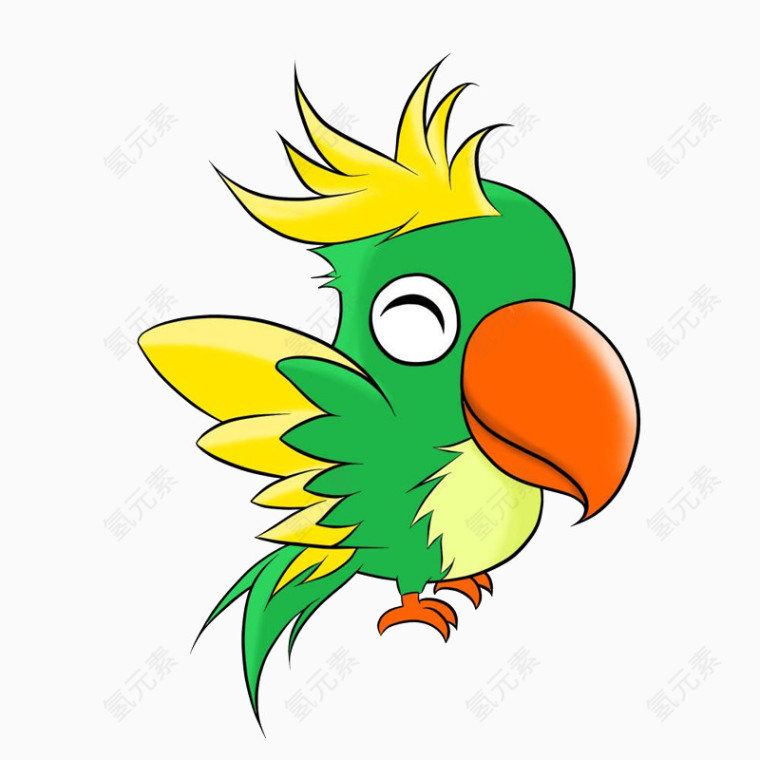 长长羽毛的绿色鹦鹉素材