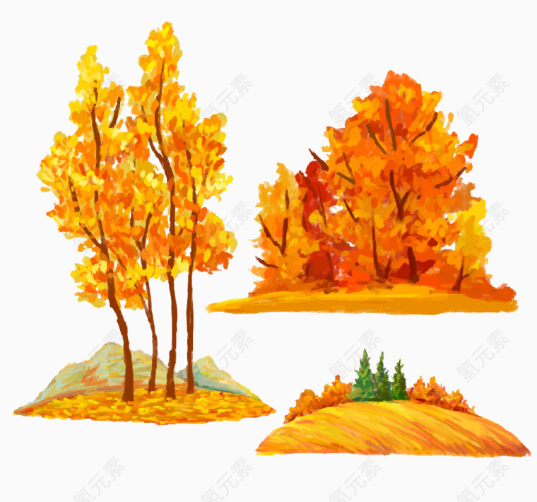 秋季风景画图片素材