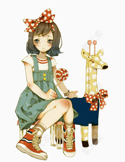 小女孩小鹿