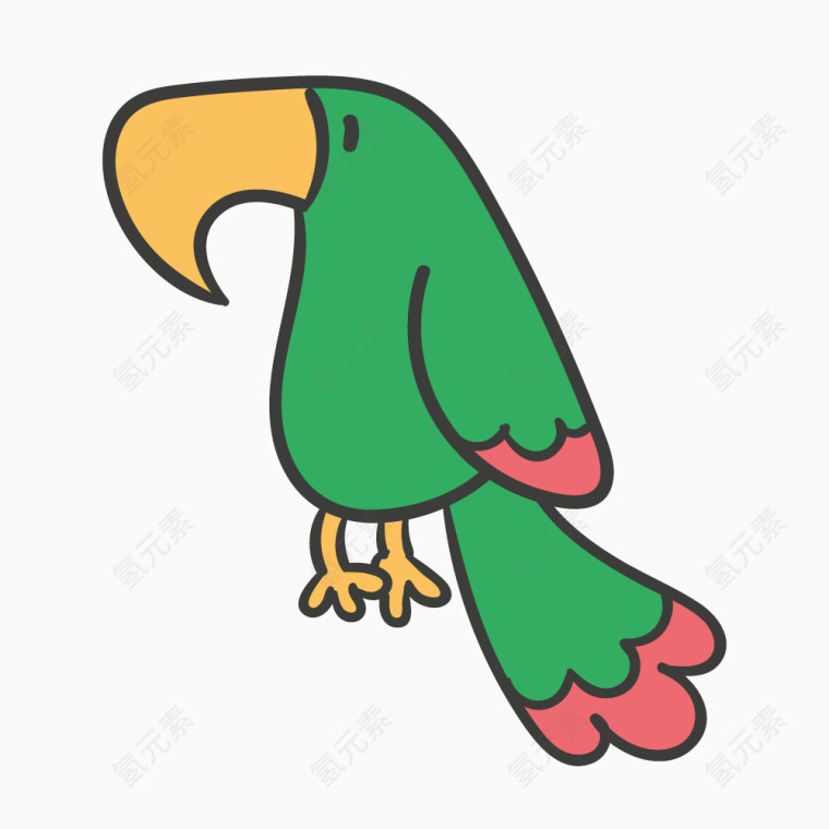 手绘绿色鹦鹉