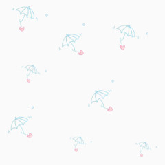 卡通心形雨伞装饰小清新蓝色PNG格式
