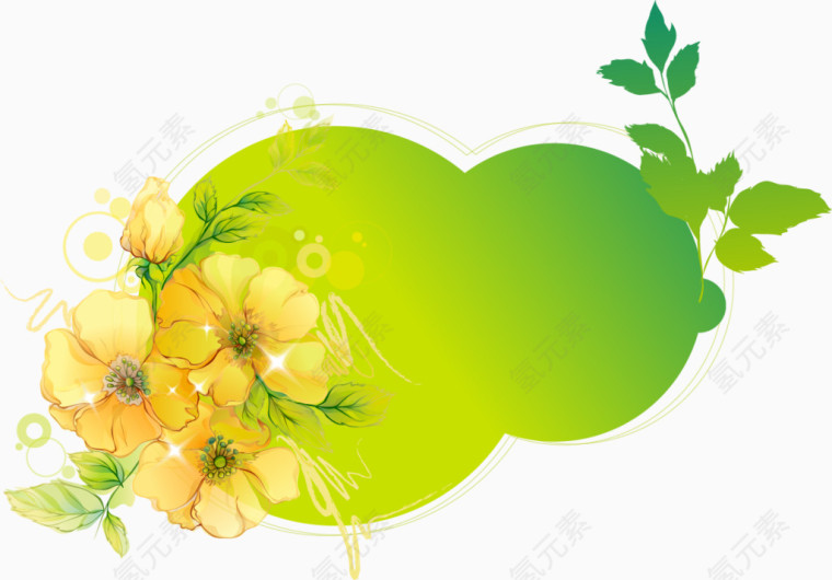 黄色花朵装饰标签